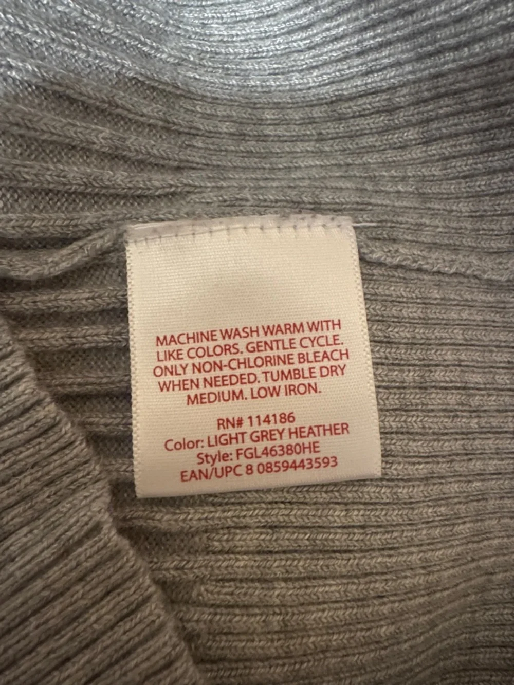 Faded Glory Light Gray Ribbed Scoop Neck Sweater - Picture 8 of 9